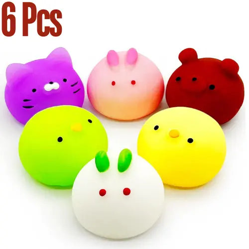 6 Pcs Mochi Squishy Toys for Kids Party Favors, Mini Round Animals Toys  for Classroom Prizes, Easter Basket and Bag Stuffers, Christmas Gift