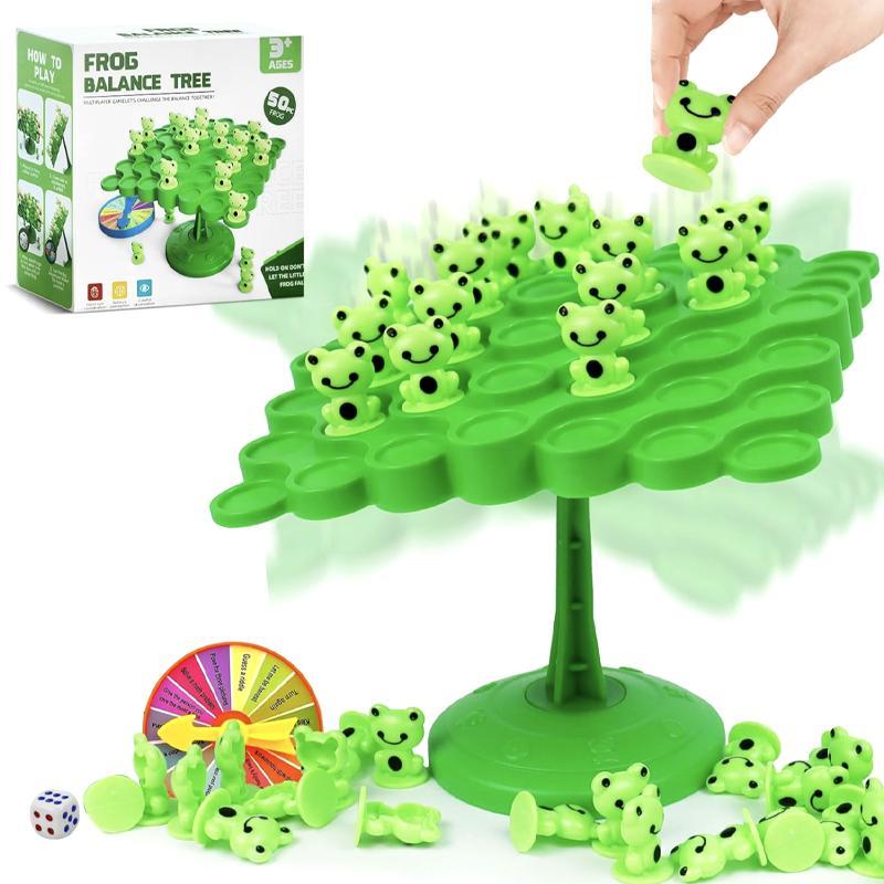 Frog Balance Tree Toy,1 Set Balance Stacking Game, Double Board Game, Educational Interactive Game for Children, Fun Family Game for Kids