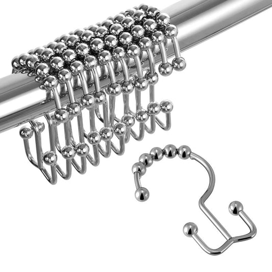 Stainless Steel Shower Curtain Hook, 12pcs/set Bathroom Rust Proof Waterproof Shower Curtain Rod Hook, Bathroom Supplies