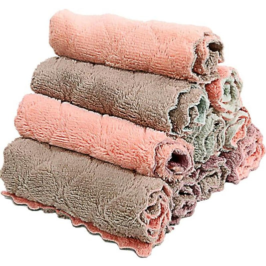 Microfiber Kitchen Washcloths, Super Absorbent Coral Velvet Dishtowels, Premium Table Cleaning Cloths, Non-Stick Oil Quick Dry Dish Towels, Soft Tea Towels, 10 Pack Cheese Glass Hand Household Wipe Mirrors Thick