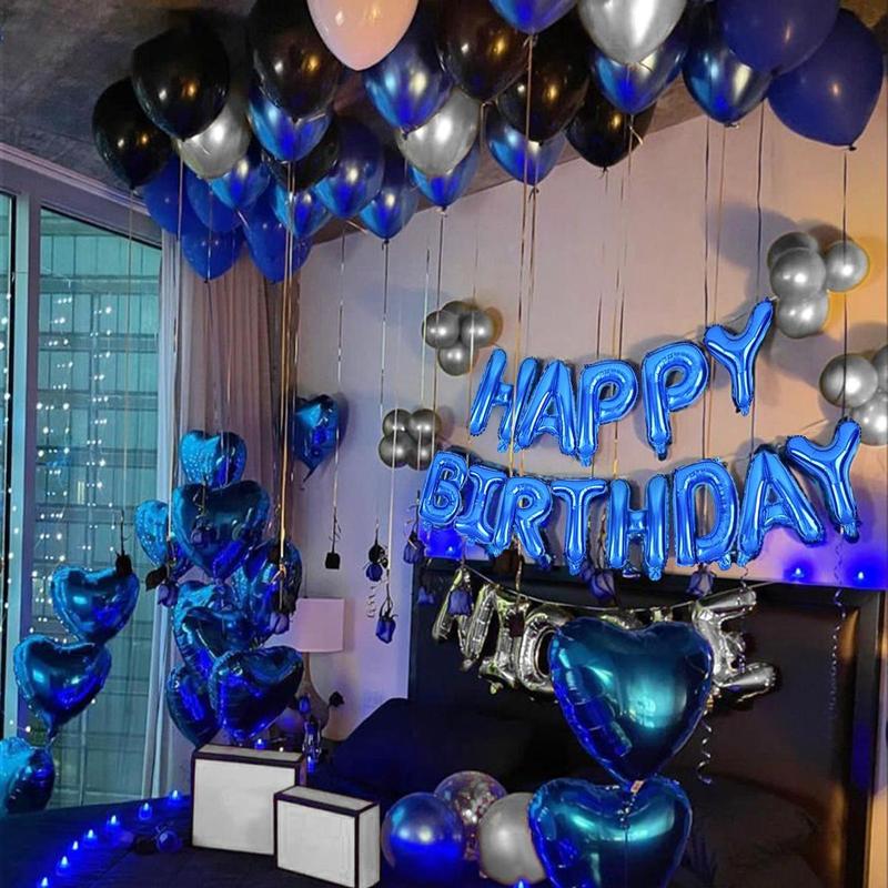 Happy Birthday Letter Balloon Set, 53pcs/set Metallic Latex Balloon, Balloon Set for Birthday Party Decoration, Summer Home Decor