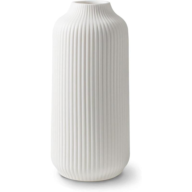 Vase, Deco Vase for Grass as Deco, Vase White Matt 8 inch for Flowers, Scandinavian Design Home Decoration for Fresh Flowers, Dried Flowers (Size M)