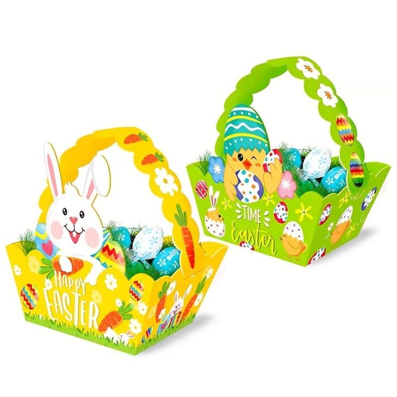 Easter Cute Cartoon Animal Candy Box, 4 Counts Ramadan DIY Paper Candy Chocolate Packaging Basket, Festive & Party Supplies, Summer Essentials