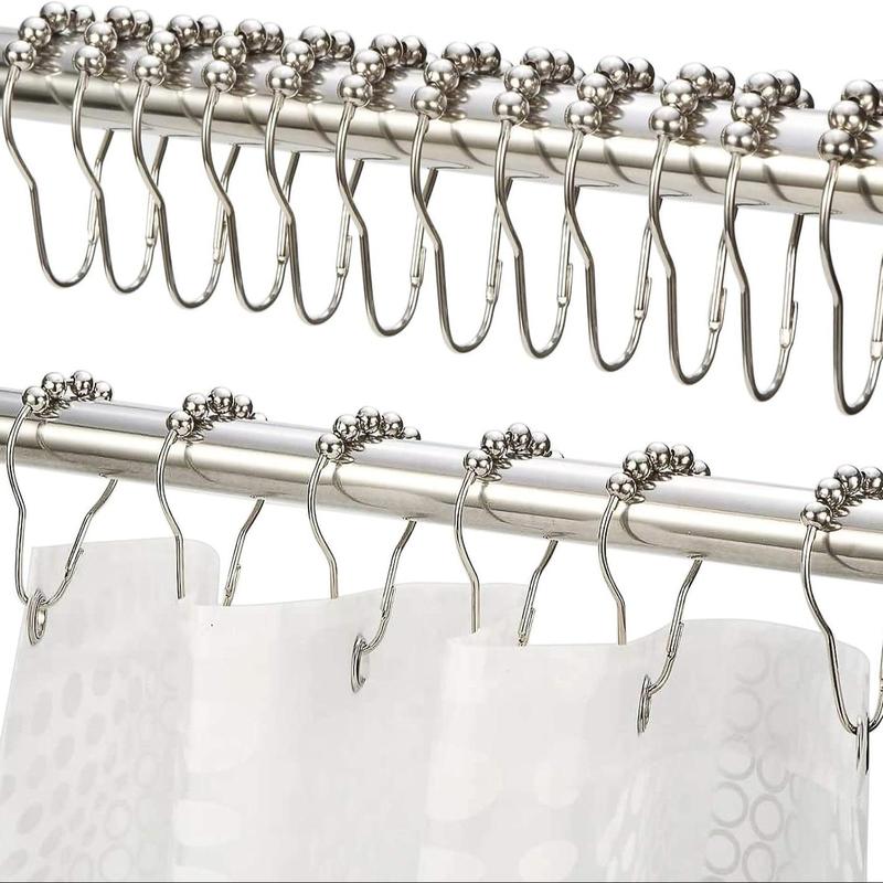 Stainless Steel Curtain Hook, 12pcs Decorative Rust Proof Shower Curtain Hook, Household Curtain Accessories for Bathroom Hotel Salon Dormitory