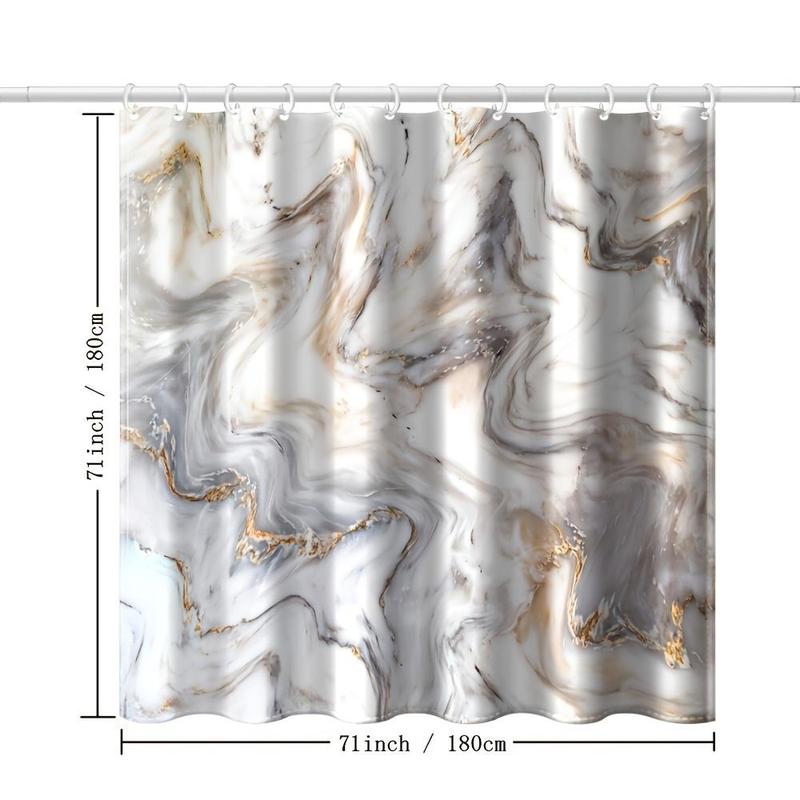 Marble Pattern Shower Curtain, 1 Count Waterproof Quick-drying Bathtub Shower Curtain with Hooks, Bathroom Accessories, Bathroom Decor Supplies, Home Decor