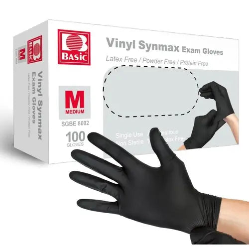 Synmax black Vinyl Disposal Gloves Powder free Size S M L XL 100PCS Box Cleaning Household Kitchen