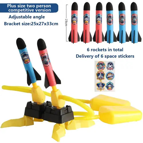 Toy Rocket Launcher for Kids - Toy Rocket with 6 Foam Rockets 2 Launchers Air Rocket Launcher for Kids 3-5-8-12,Outside Toys for Kids Ages 4-8, Dueling Outdoor Games for Kids Gift Toys