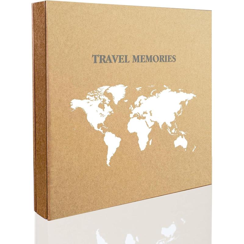 Photo Album 4x6 500 Photos 5 Pictures Per Page, 500 Pockets 4x6,  Paper Cover Travel Design World Map Adventure Vacation