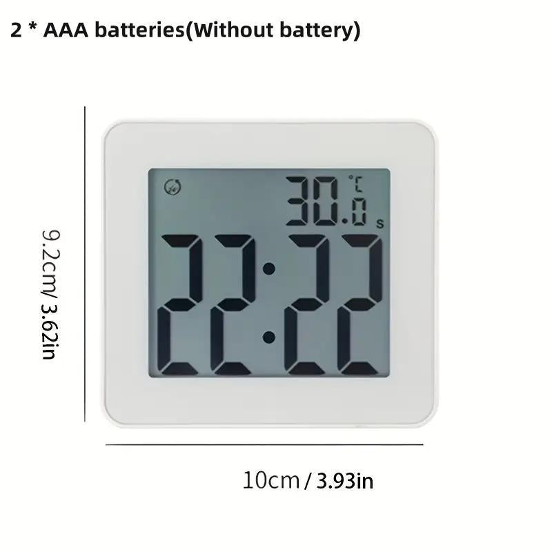 Electronic Clock, 1 Count Waterproof & Suction Cup Design Alarm Clock, Multifunctional Clock with LED LCD Display, Home Decor Supplies?[Battery Required, without Battery]