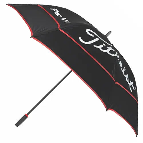 Titleist Tour Double Canopy Golf Umbrella Black/Black/Red, 68 Cover