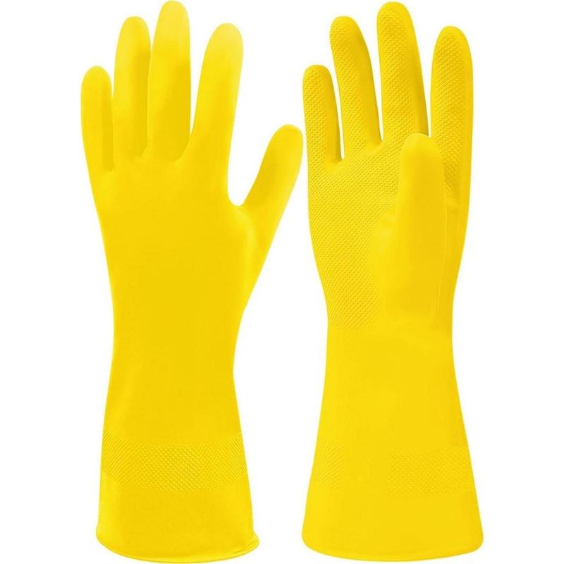 3 Pack Yellow Cleaning Gloves, Professional Natural Rubber Latex Gloves, 3 Pairs(Good thing)