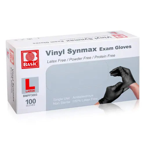 Black Disposable Vinyl Exam Gloves Latex Free Powder Free for Household Cleaning, Food Safe, Patient Care, Pet Care, Law Enforcement, 100 Count, Medical Grade, Medium