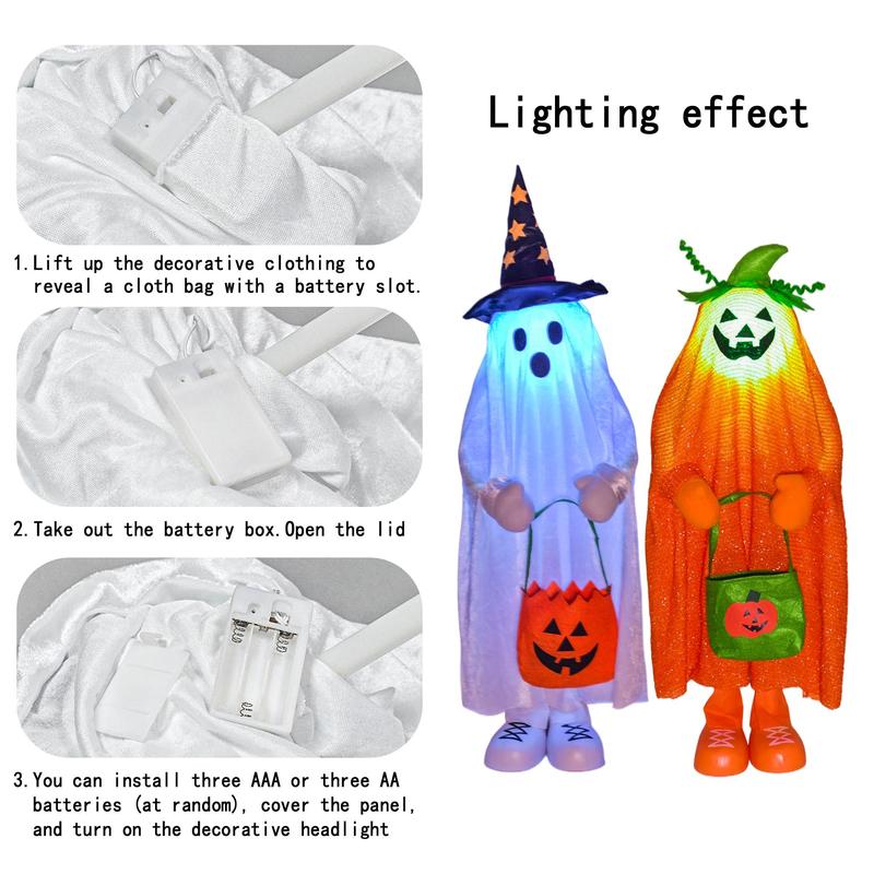 Ghost Design Halloween Decoration, 1 Count Cute Ghost with LED Light, Halloween Decorations for Home Party (Battery Required, without Battery), Fall Gifts