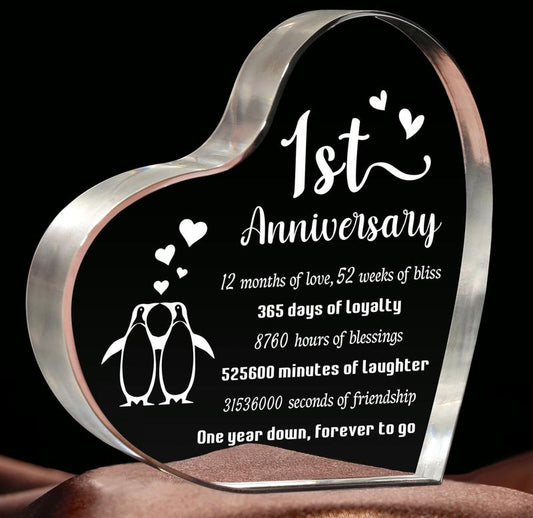 1 Year Anniversary Wedding Gifts for Him Her Acrylic Puzzle Plaque - Romantic 1st Anniversary Ideas Girlfriend Husband Wife Boyfriend