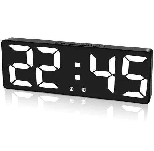 Large LED Display Digital Alarm Clock with Voice Control and Dual Alarms (White)