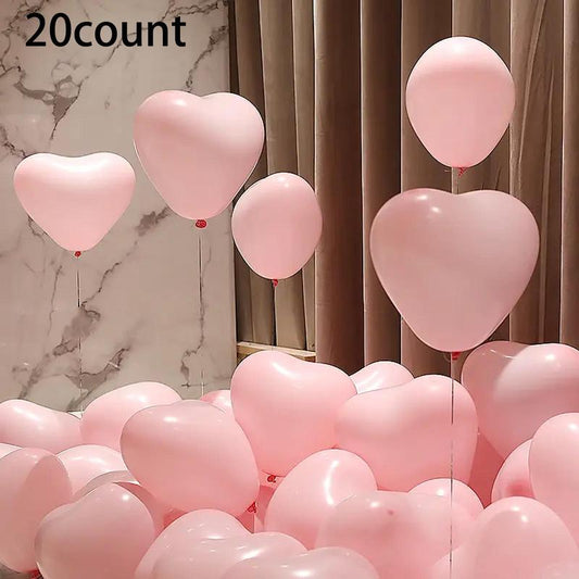 Heart Shaped Balloon, 20pcs Latex Solid Color Balloon for Proposal & Wedding & Party & Anniversary & Birthday Decoration