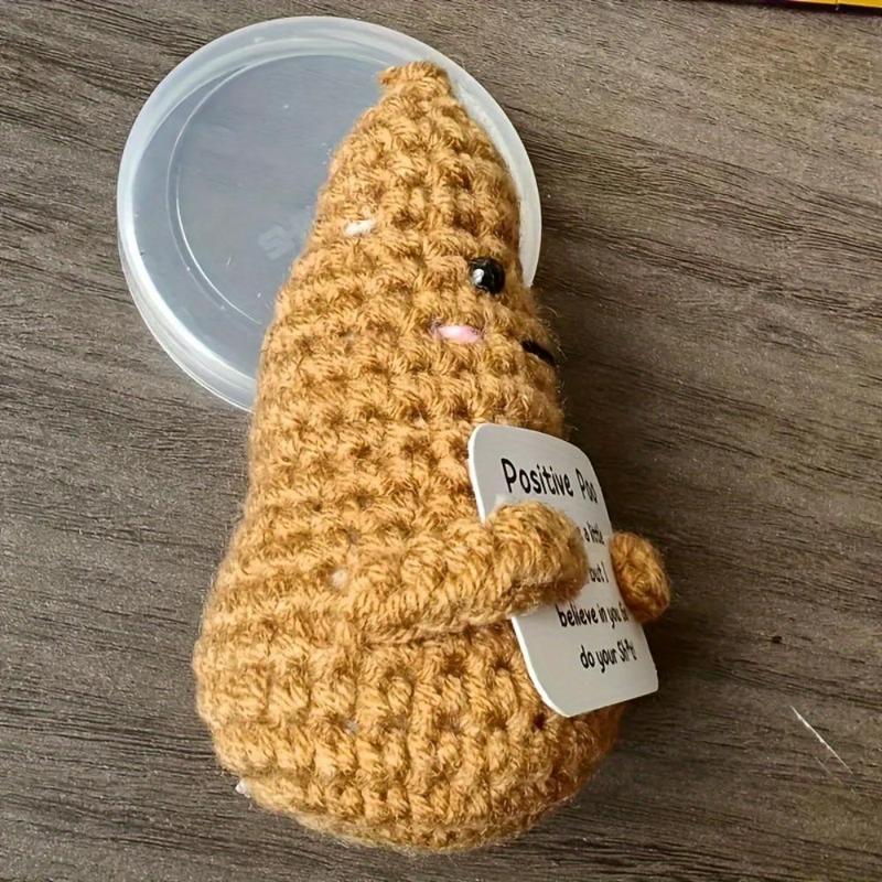 Cute Mini Poop Theme Knitted Jewelry Gift, Emotional Support Poop Desktop Ornament, Handmade Crochet Gift, Festival