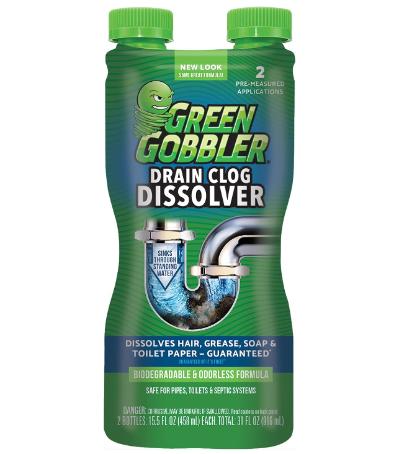 Green Gobbler Drain Clog Dissolver, Drain Opener-Cleaner ,Toilet Clog Remover, 31 oz Household