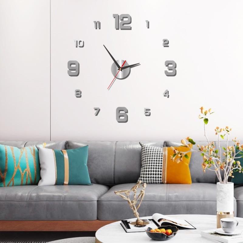 Wall Mounted Clock, DIY Frameless Wall Clock, Modern Design Wall Clock for Home Living Room Bedroom Decor [Battery Required, without Battery]