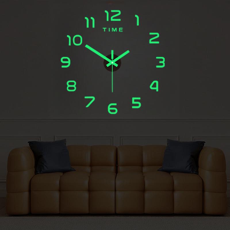 Room Decor Round Luminous Wall Clock, 1 Count Creative Acrylic Frameless Wall Clock without Battery, Decorative Wall Clock for Home Living Room Bedroom