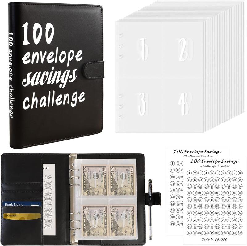 [Free shpping]100 Envelope Saving Challenge Binder, Budget Binder, Money Saving Challenge Book, Saving Challenge Notebook,Piggy bank , Money Organizer, Budget Planner Book For Budgeting.