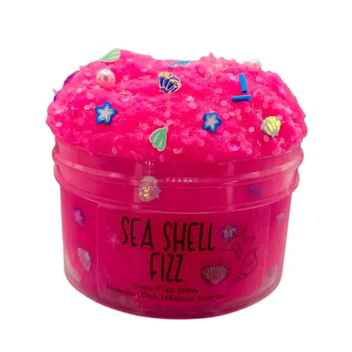 Pink Sea Shell Fizz Slime - Hawaiian Pink Hibiscus Scented - Super Sizzling and Fizzy