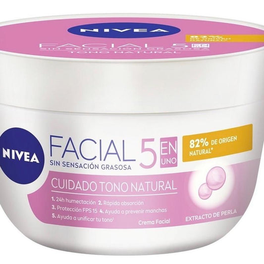 Nivea 5 In 1 Natural Lightening Moisturizing Facial Cream / Nivea Crema Facial Hidratante 5 En 1 Aclarado Natural ( Pink Cap )