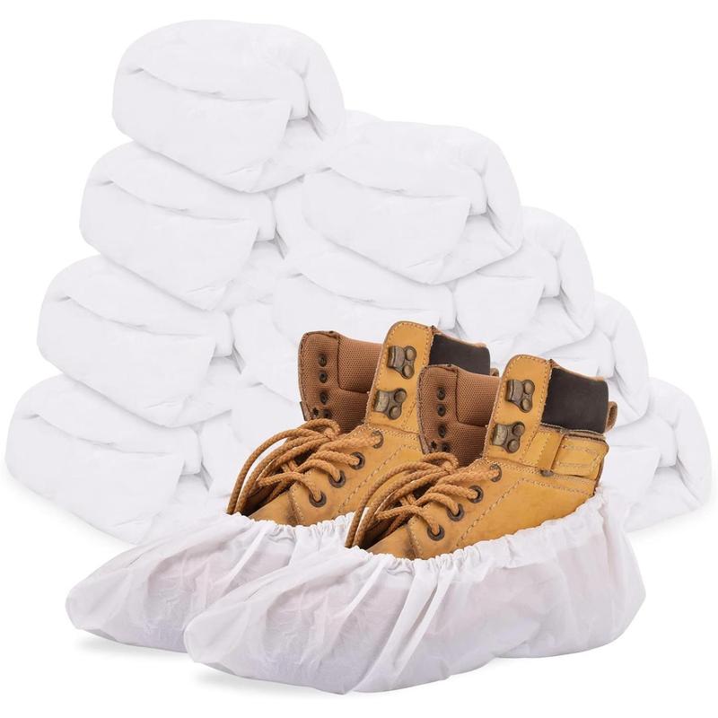 Shoe Covers Disposable,200Pack ( 100 Pairs ) Boot Covers  -Resistant One Size Fits for Rain Cleaning Indoor Floor Protection,White Footwear Comfort