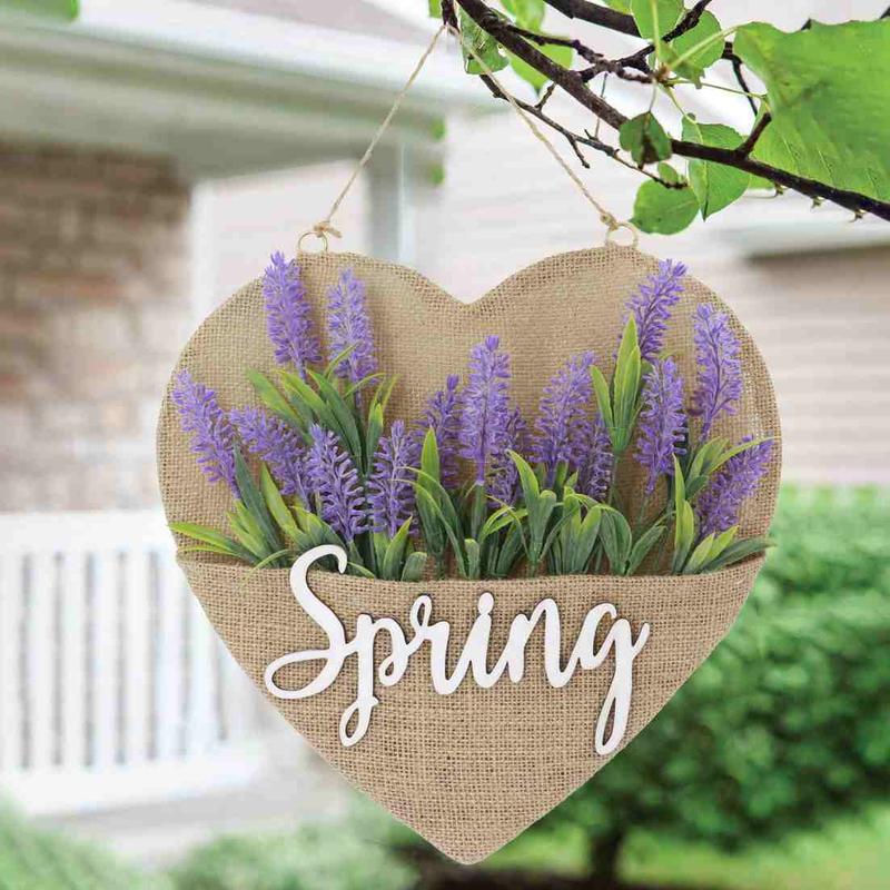 Heart & Round Shaped Burlap Wreath, 1 Piece Lavender & Spring Letter Decor Hanging Burlap Pocket Wreath, DIY Burlap Wreath, Window Front Door, Wall Decor, Home Decor, Spring Decor