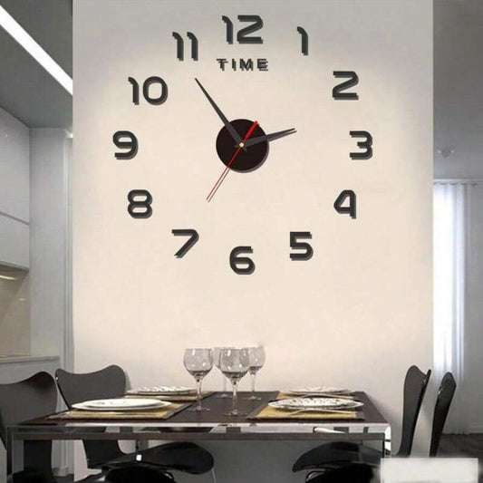 2pcs/set Modern Design Large Wall Clock, DIY Quartz Clocks Acrylic Mirror Stickers, Horloge Clocks for Home Living Room Decor