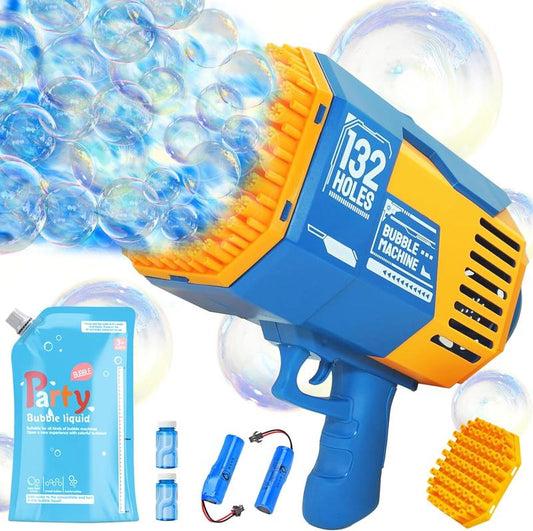 New 2024 Summer spring Bubble Machine Gun with 132 Holes and Colorful Lights Bubble Maker Machine Father Day Brithday gift Bubble Maker