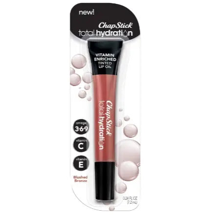 ChapStick Total Hydration Vitamin Enriched Blushed Bronze Tinted Lip Oil Tube, Lip Care - 0.24 Oz Skincare