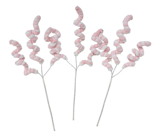 Pastel Pink and White Christmas Spiral Pastel Floral Picks (Set of 3)